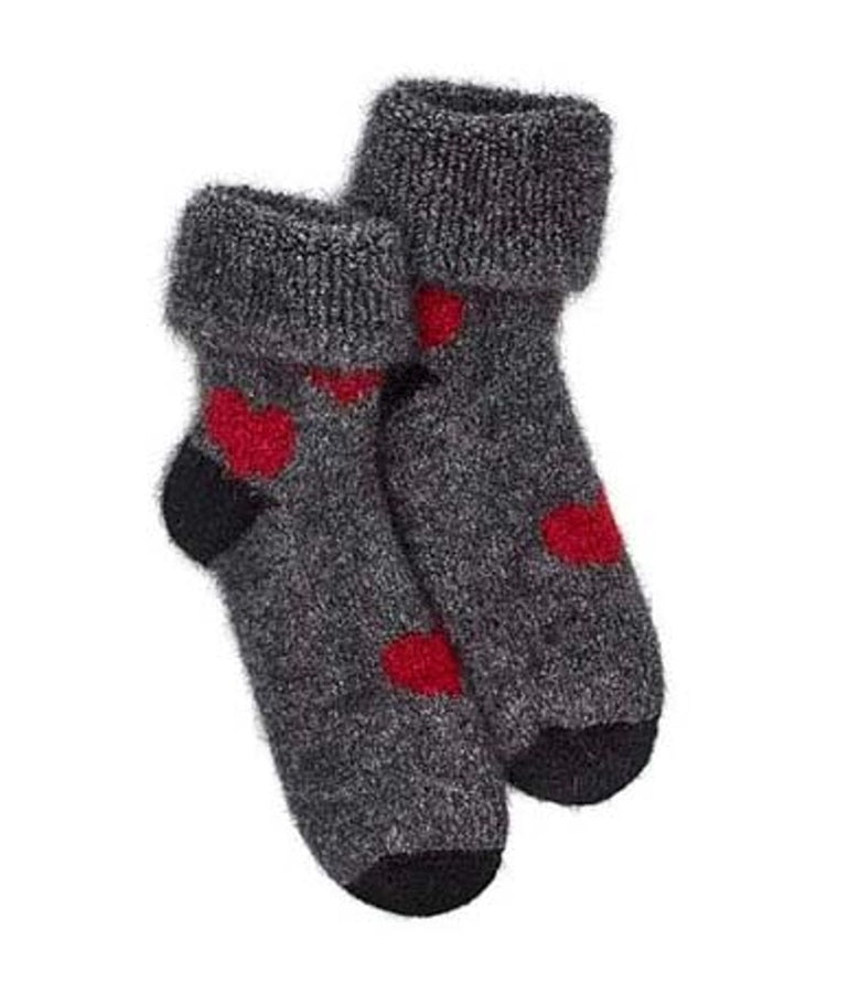 NZ Made Possum Socks - Charcoal Hearts