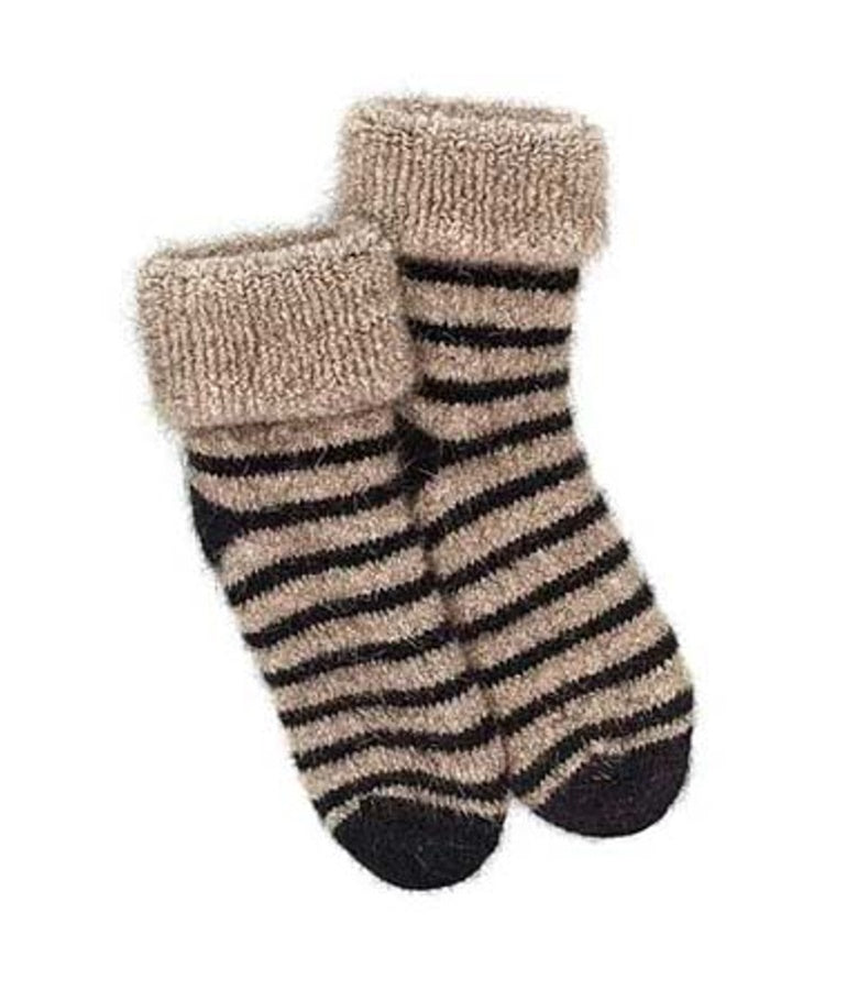 NZ Made Possum Socks - Wheat Stripes