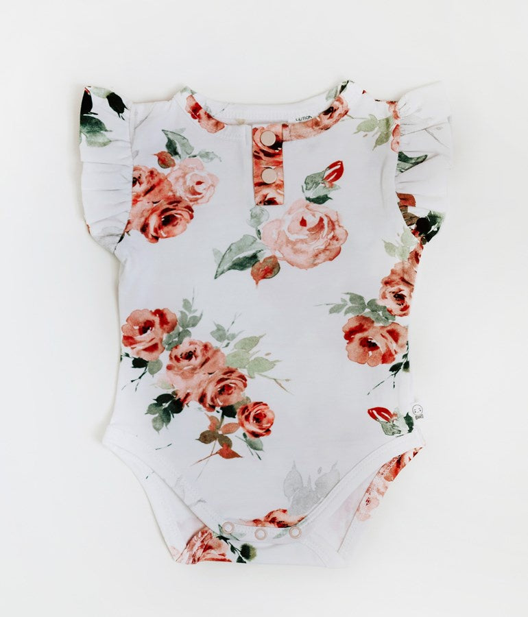 Girl's Organic-cotton Rosebud Bodysuit (short-sleeved)