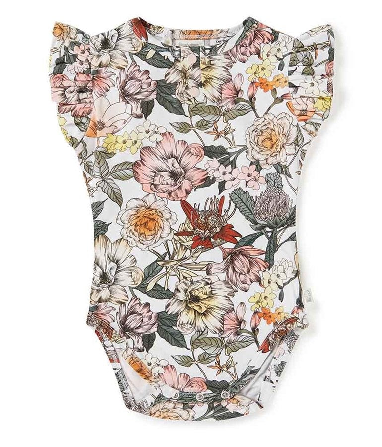 Girl's Organic-cotton Floral Bodysuit (short-sleeved)