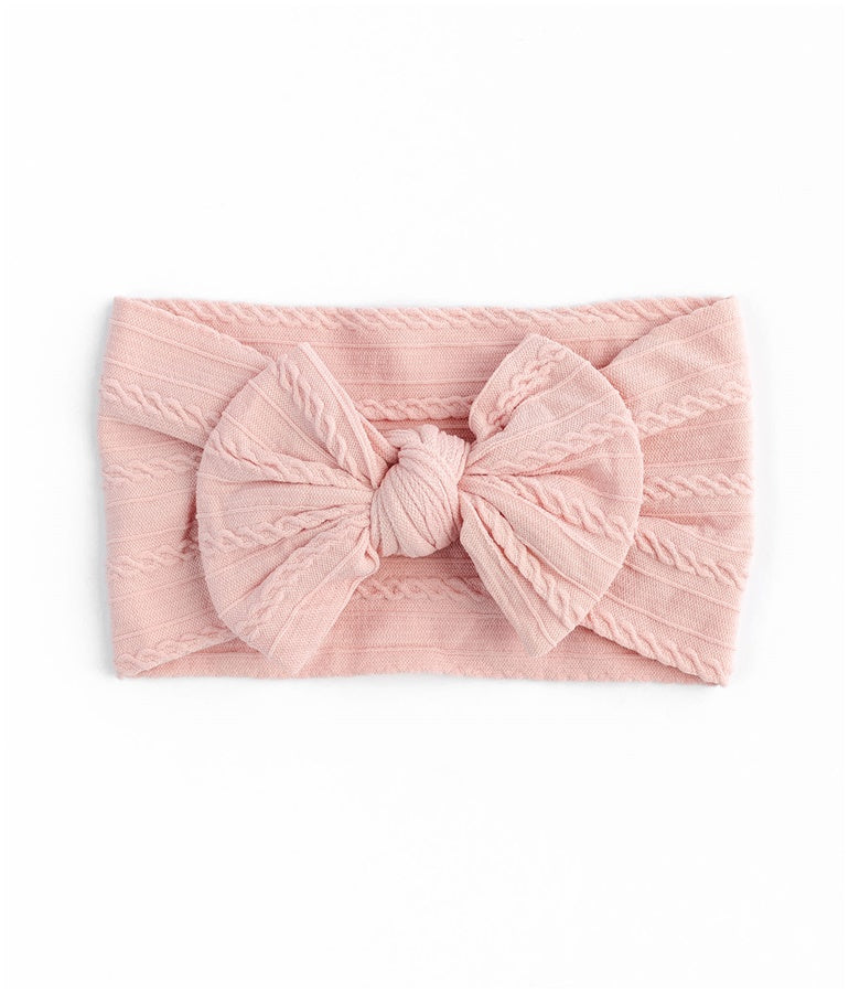 Cable Bow Headband - Baby Pink
