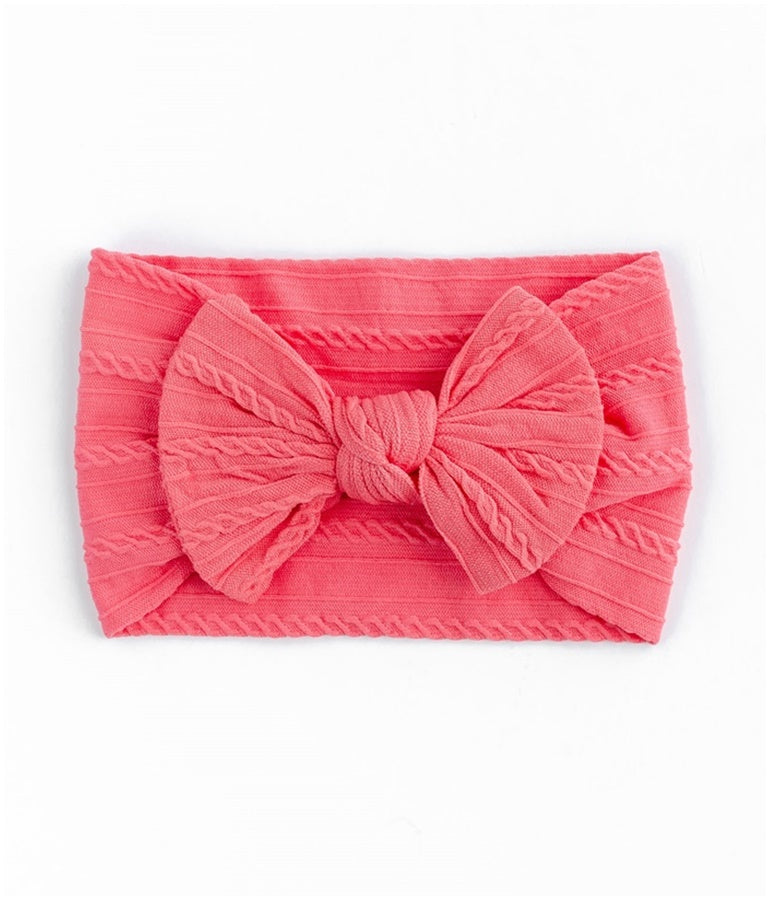 Cable Bow Headband - Coral
