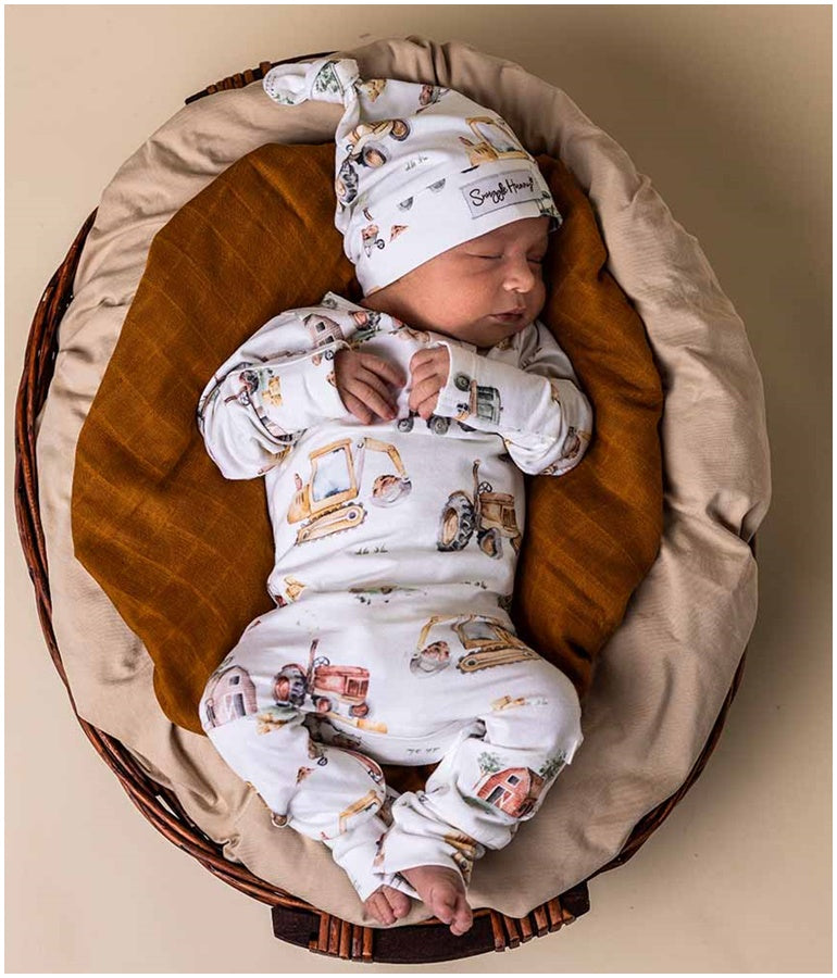 Boy's Organic-cotton Diggers Tractors Growsuit – Elephant Ollie