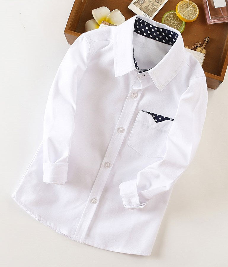 Boy's Cotton Long-sleeve Shirt - White